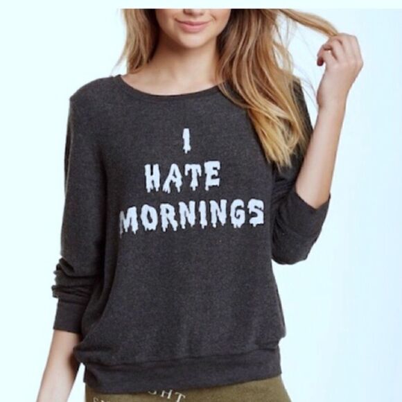 WILDFOX I Hate Mornings Baggy Beach Jumper Sweatshirt Size Small - Picture 1 of 8